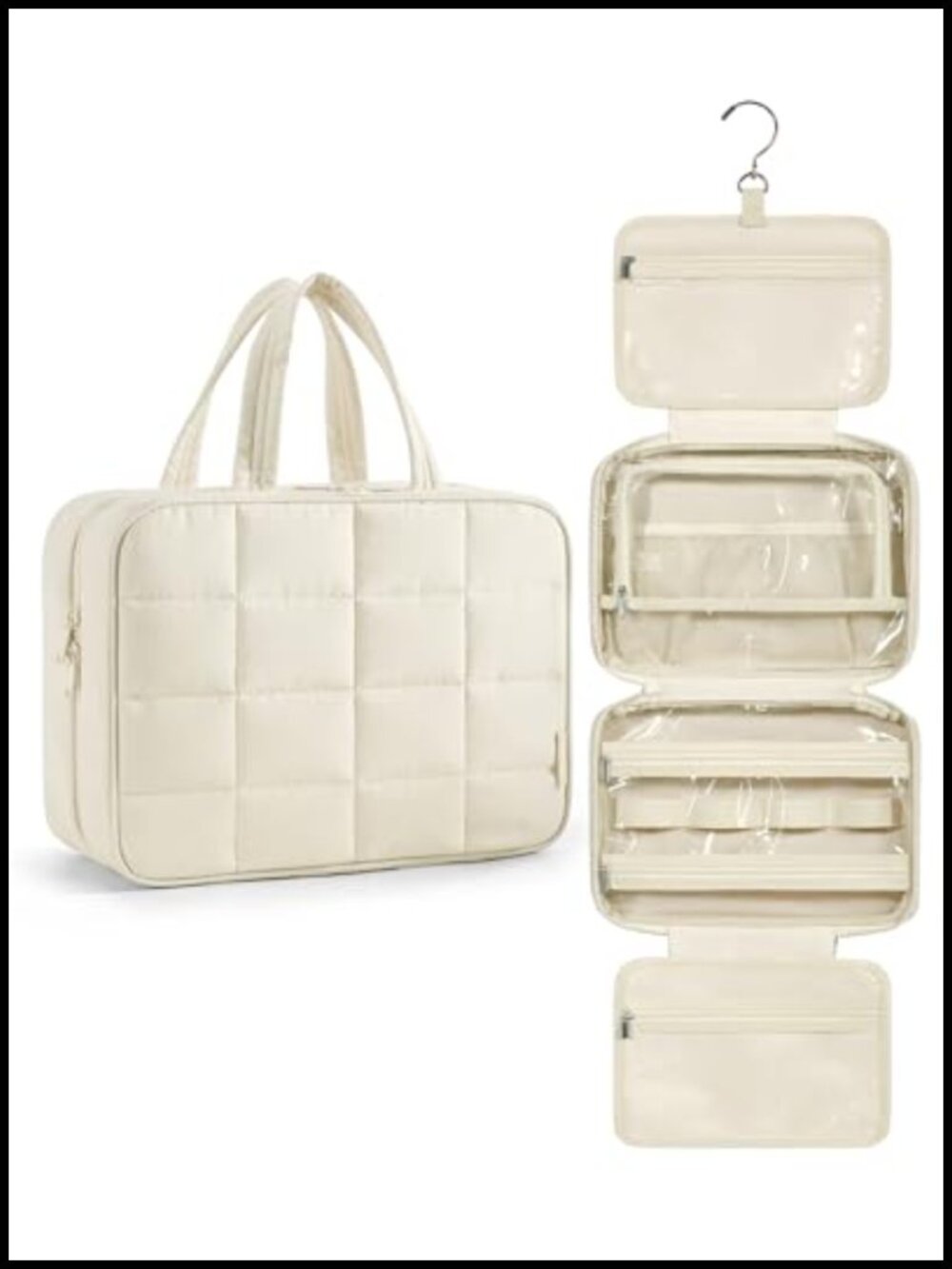 Hanging Travel Toiletry Bag with Jewelry Organizer, Nylon, Lightweight, Puffy